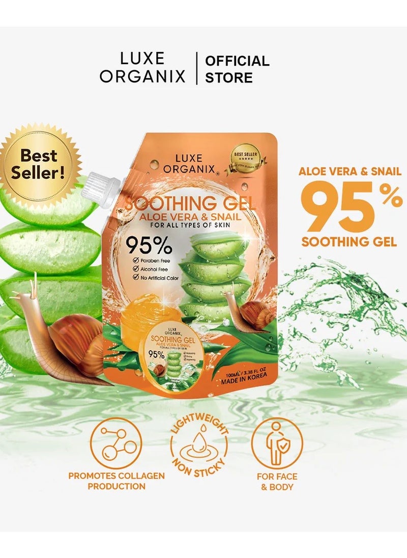 LUXE ORGANIX Luxe Organix Aloe Vera & Snail Soothing Gel 100ml  - Image 1