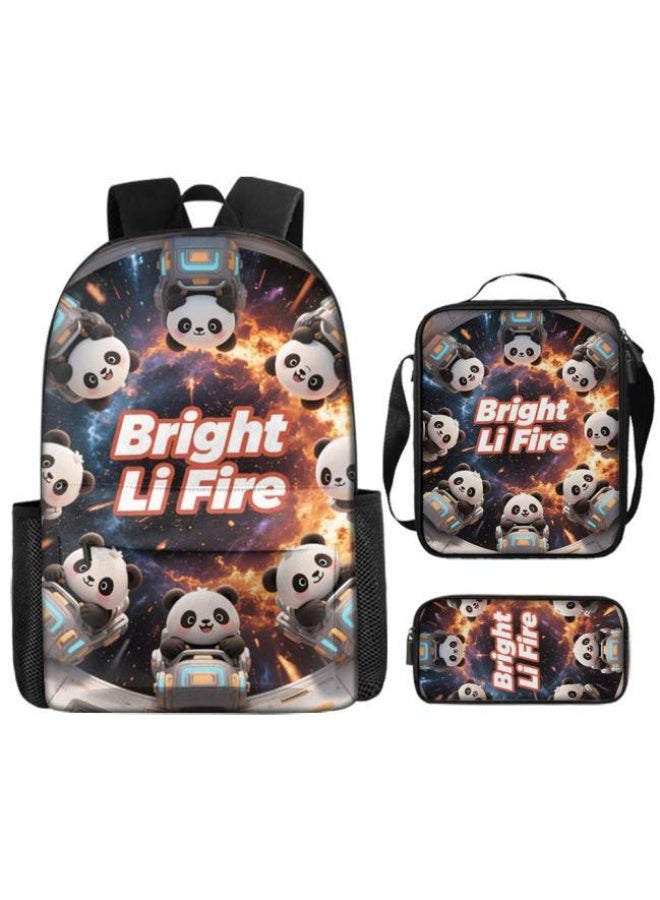 Bright Li Fire Three-piece set of cartoon bags, easily cope with various occasions (students, children, friends' outings, mountain climbing, schooling, etc.) | Backpack + hand-held + stationery bag | School season/holiday gifts - 44 - Image 2