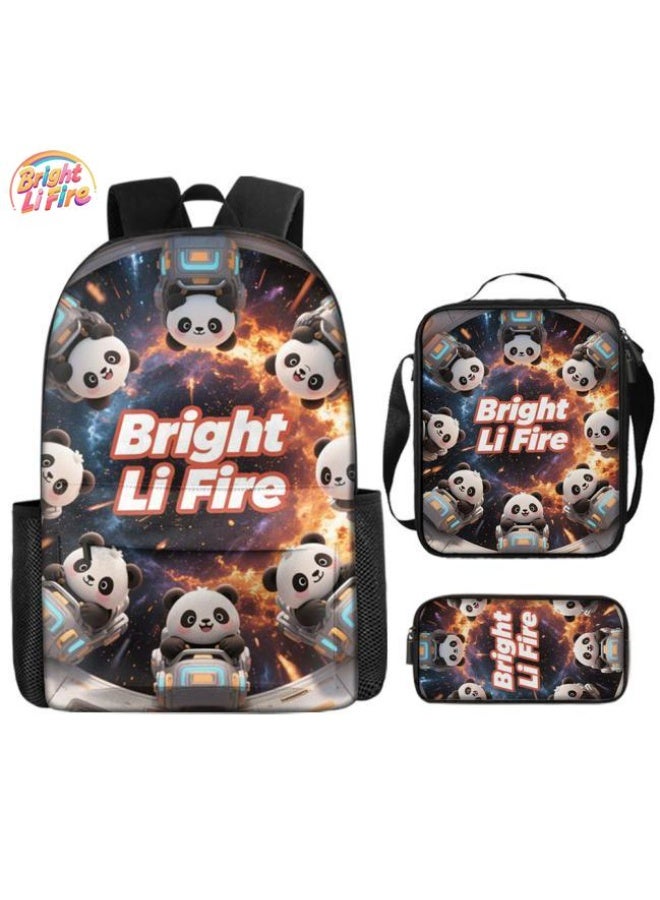 Bright Li Fire Three-piece set of cartoon bags, easily cope with various occasions (students, children, friends' outings, mountain climbing, schooling, etc.) | Backpack + hand-held + stationery bag | School season/holiday gifts - 44 - Image 1