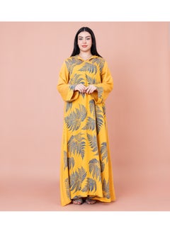 اكسا جلابية بقبعة منقوشة IK1033 اصفر  - Image 5