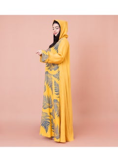 اكسا جلابية بقبعة منقوشة IK1033 اصفر  - Image 3