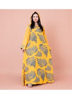 اكسا جلابية بقبعة منقوشة IK1033 اصفر  - Image 1