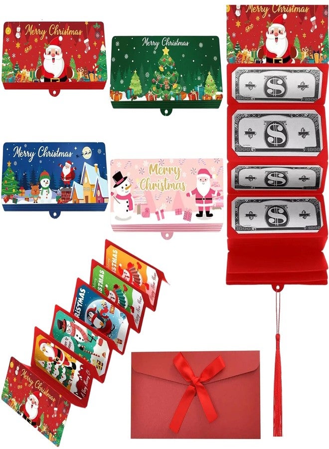 TITAAEAA 4 PCS Christmas Money Holders for Cash, Christmas Cash Gift Envelopes With 10 Slots, Surprise Gift Card Booklet - Image 1
