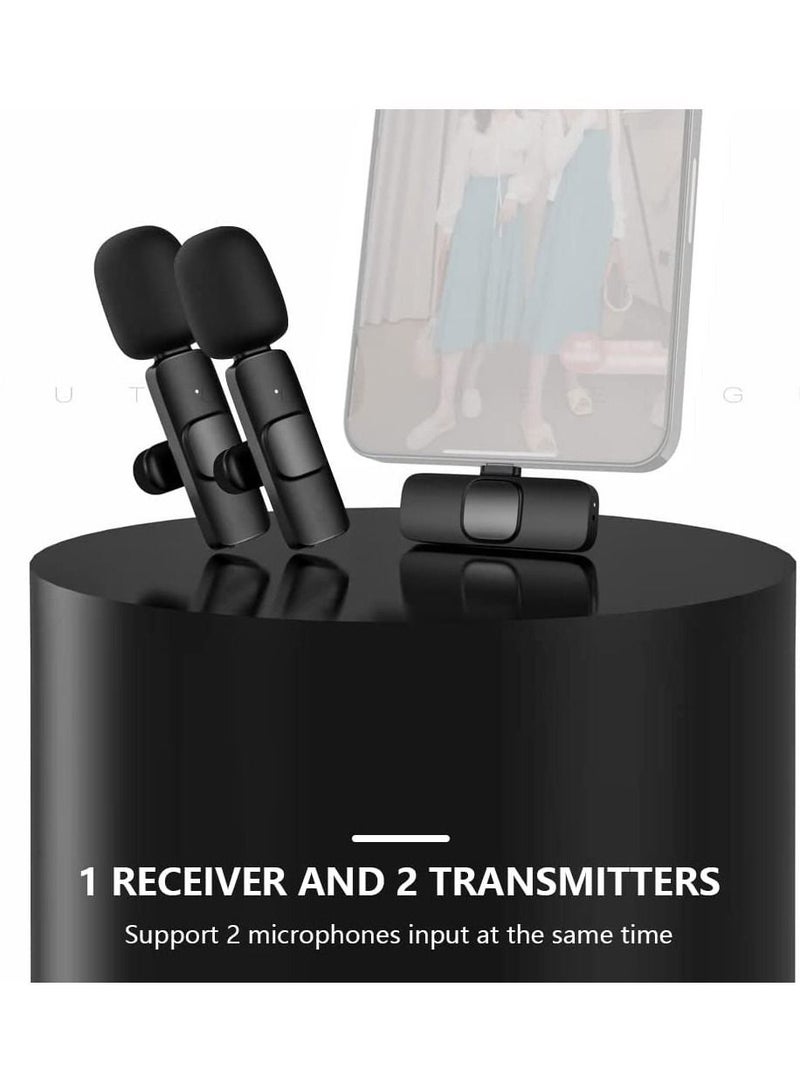 Mini Wireless Clip-on Lavalier Microphone Omnidirectional Mic 2 Transmitter 1 Receiver with Wind Type-C Port Replacement for Android Smartphone Live Stream Interview Video Conference - Image 4