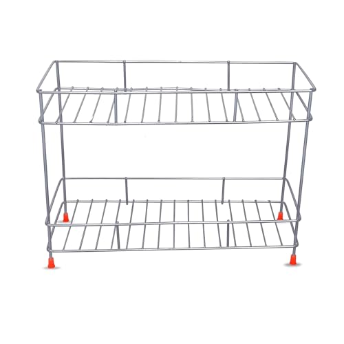 12FOR COLLECTION Stainless Steel Premium 2- Tier Rack for Kitchen Storage, Multipurpose Space Saving Kitchen Organizer with Strong Built, Free Standing, Tiered Shelf - Image 3