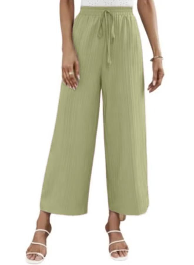 بنطلون نسائي واسع الساق بخصر مطاطي مناسب للمقاسات المتوسطة إلى الكبيرة جدًا - Image 1