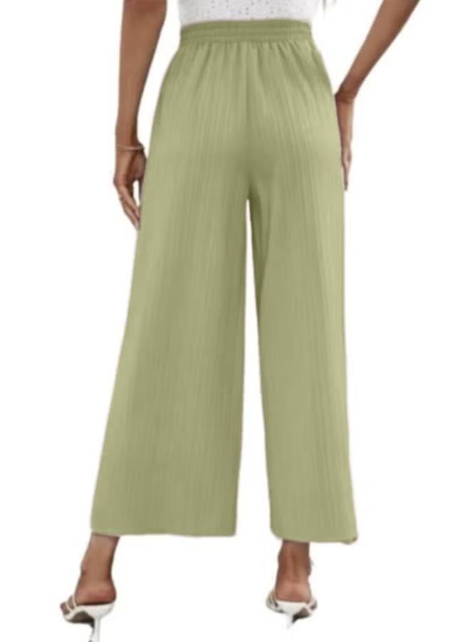 بنطلون نسائي واسع الساق بخصر مطاطي مناسب للمقاسات المتوسطة إلى الكبيرة جدًا - Image 2