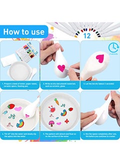 Generic QETRABONE 11-Color Magical Water Painting Pen, Painting Floating Water Pens Bath Colouring Pens for Kids,Erasable Doodle Markers Pen Watercolor Pen Set, Improve Drawing and Imagination (with spoon)  - Image 3