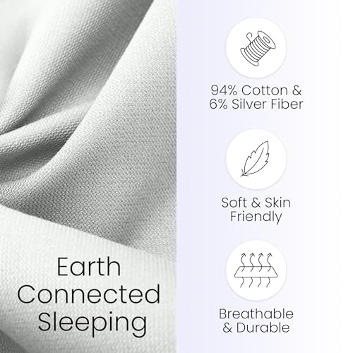 Hooga Grounding Pillow Case, Queen Size Earth Connected Pillowcase, Bedding. Improve Sleep, Energy, Inflammation, Snoring. 94% Organic Cotton, 6% Silver Fiber, 20’’x30’’ Size. Off White - Image 4