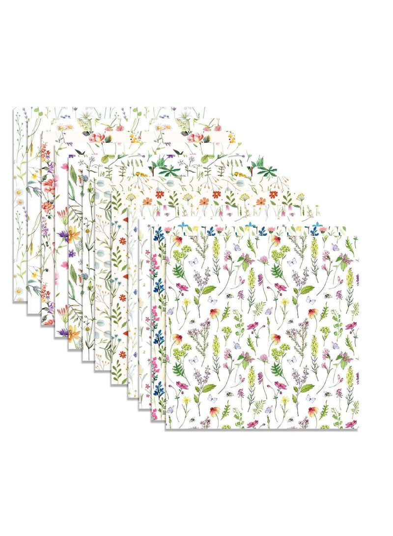 SOLARAE Wildflower Pattern Paper, 24 Sheets 11.8X11.8 Inch Spring Scrapbook, Specialty Paper Watercolor Colorful Flowers, Double-sided Craft Paper for DIY Card, Making Photo, Album Decor - Image 3