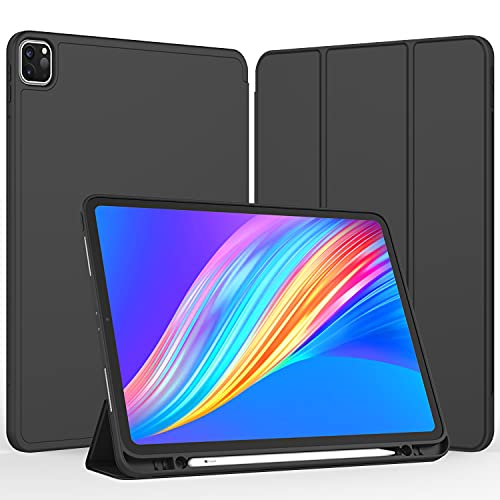 iMieet New iPad Pro 12.9 Case 2022(6th Gen)/2021(5th Gen) with Pencil Holder [Support iPad 2nd Pencil Charging/Pair],Trifold Stand Smart Case with Soft TPU Back,Auto Wake/Sleep(New Midnight Green) - Image 2