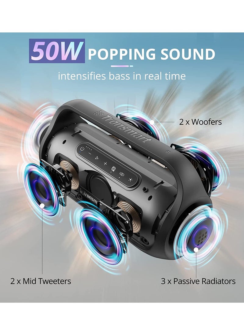 ترونسمارت - مكبر صوت Tronsmart Bang Mini Party، بلوتوث 5.3، عرض ضوئي مدفوع بالإيقاع، صوت ستيريو 50 وات، بطارية 8000 مللي أمبير مع بنك طاقة، مقاوم للماء IPX6، NFC، بطاقة TF، AUX، مكبر صوت خارجي للحديقة والشواء والتخييم - Image 1