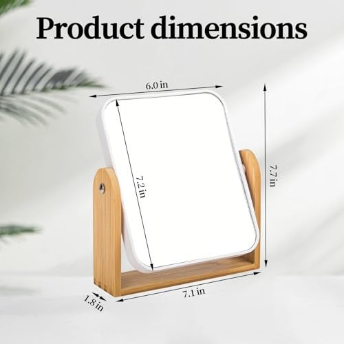 Esayendder Desk MirrorMirror for Desk1X3X Magnifying DoubleSided 360Flippable Vanity MirrorMakeup Mirrorwith Natural Bamboo StandWhite - Image 3