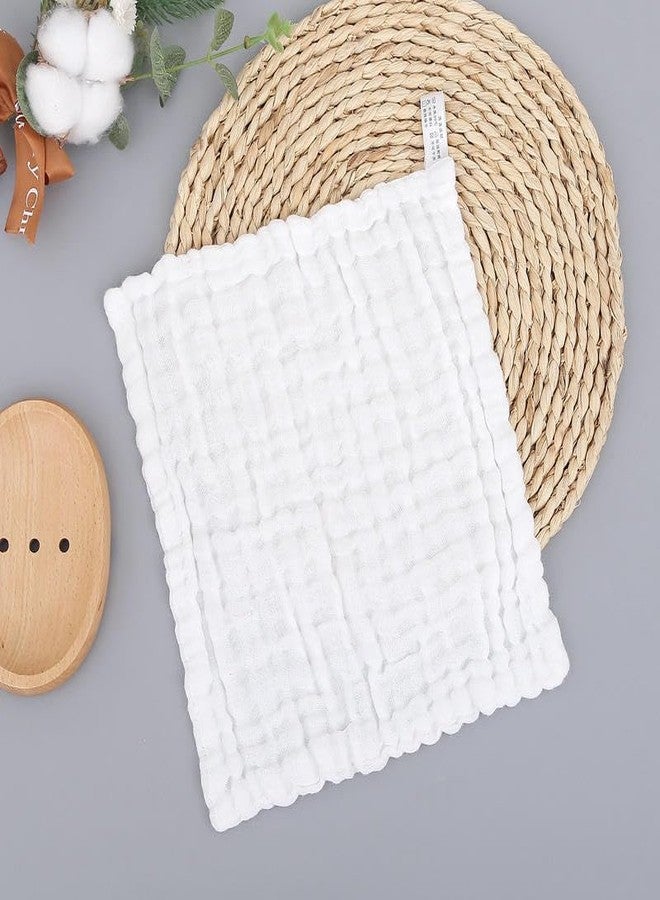 Zebroc 100% Cotton Muslin Baby Burp Cloth | 6-Layer Soft Gauze Washcloth | 28×28 cm Absorbent & Quick-Dry Multipurpose Towel for Newborns | Available in 5 Colours (5, White (28 X 28 CM)) - Image 2