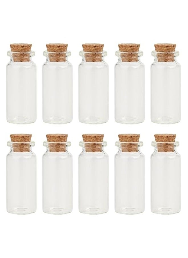 yongsheng 10-Piece Wish Bottles Set Clear/Brown ，35ml Small Glass Bottles, Mini Bottles, Jars with Wood Cork Stoppers, Wish Bottles, Message Bottles for Wedding Favors, Baby Shower Favors  - Image 1