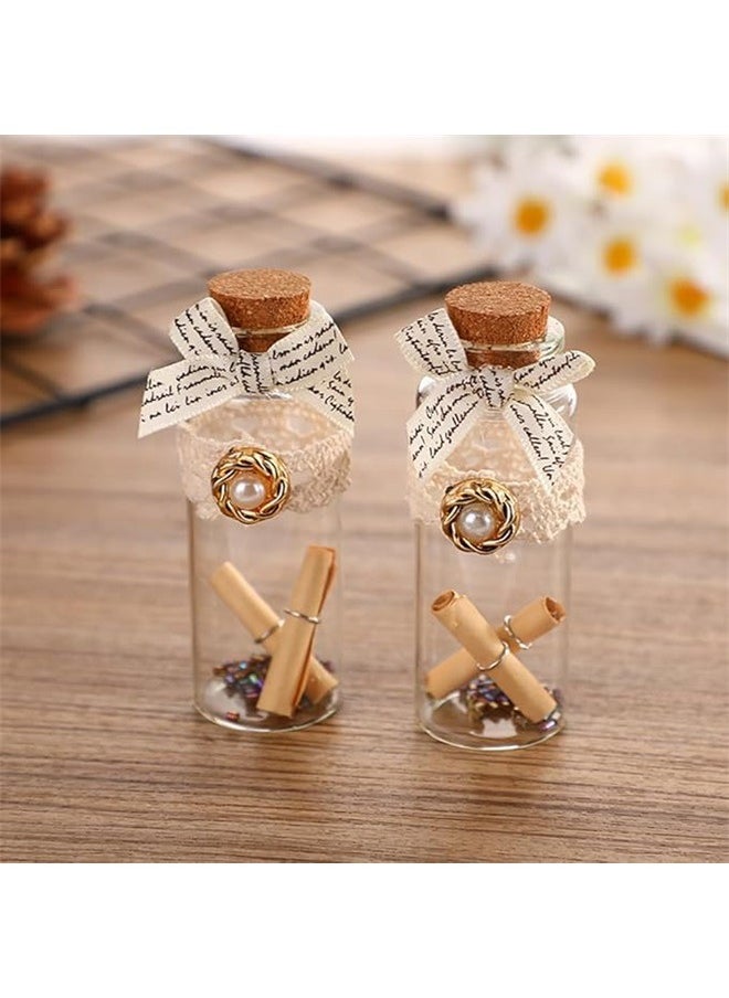 yongsheng 10-Piece Wish Bottles Set Clear/Brown ，35ml Small Glass Bottles, Mini Bottles, Jars with Wood Cork Stoppers, Wish Bottles, Message Bottles for Wedding Favors, Baby Shower Favors  - Image 2