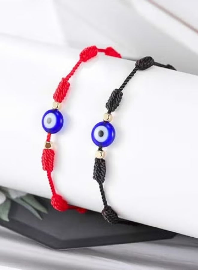 Tarsus طرسوس (الإصدار 3) عين الشر 7 عقدة أساور الحظ ذات الخيوط الحمراء القابلة للتعديل للنساء والرجال والأولاد والبنات - Image 2