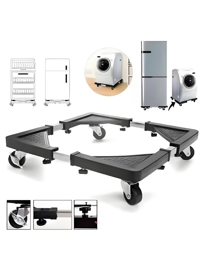 Fridge Machine Base, Washing Machine Base Stand with 4 Lockable Wheels,Multi-Functional Adjustable Dryer Pedestal for Furniture and Mini Appliance - Image 1