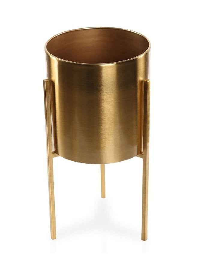 homes r us - Metal Flower Pot, Gold Large - Image 1
