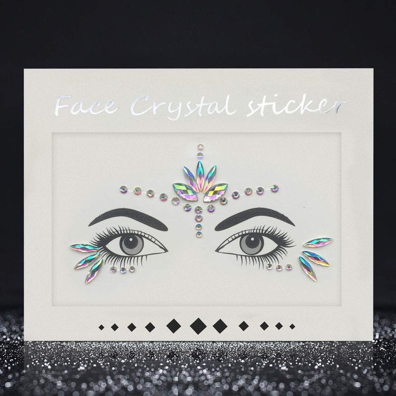 WUIOS Mermaid Face Gems Stick Jewels for Women Cosplay Mermaid Halloween Club Body Eye Face Gems Makeup Stickers Self Adhesive Face Crystals Rhinestones Rave Festival Tattoo Concert Dress-up Decorations - Image 4