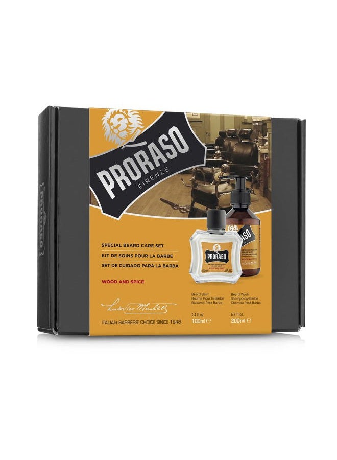 proraso Beard Care Kit for Men | Beard Wash & Beard Balm to Cleanse, Soften and Reduce Itch for New or Short Beards | Wood & Spice Fragrance - Image 3