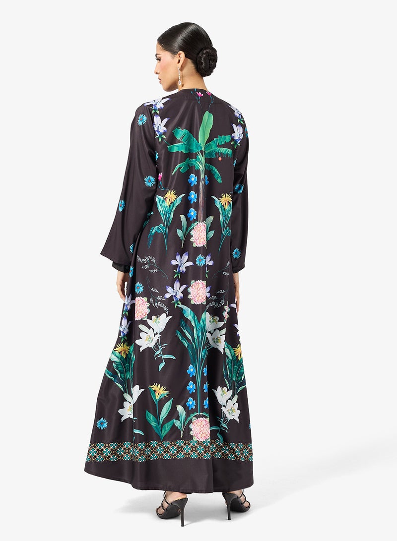 Khizana Floral Print Abaya - Image 2