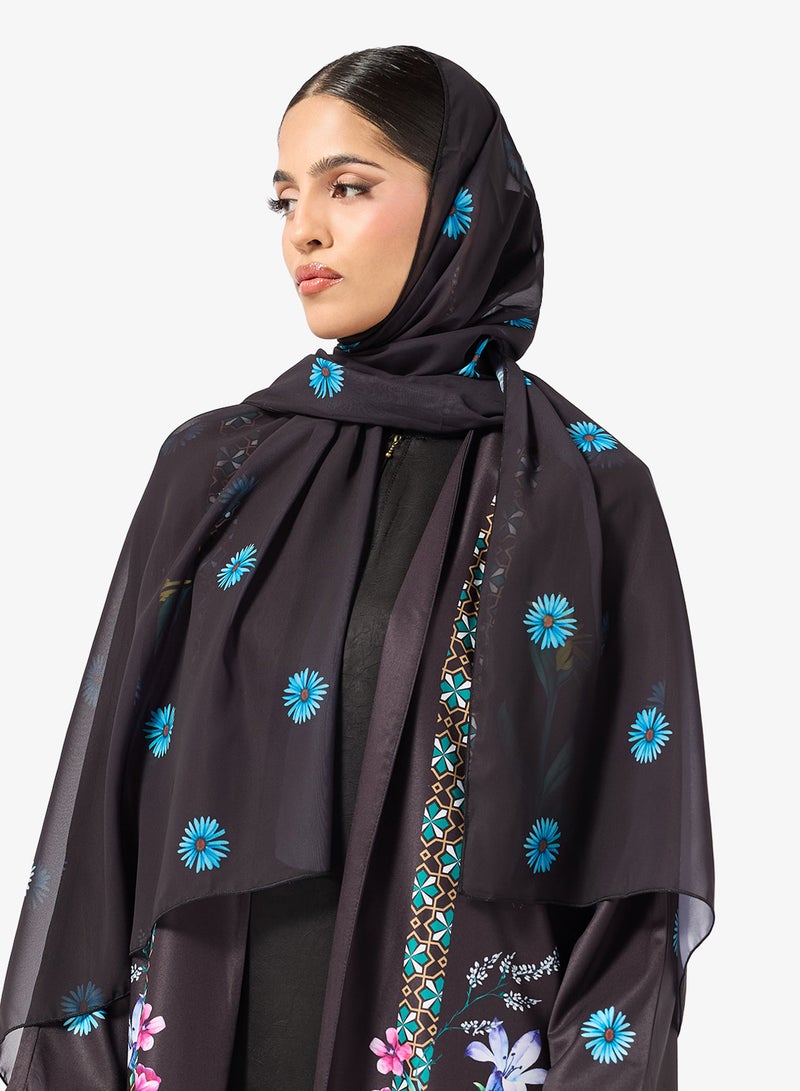 Khizana Floral Print Abaya - Image 3