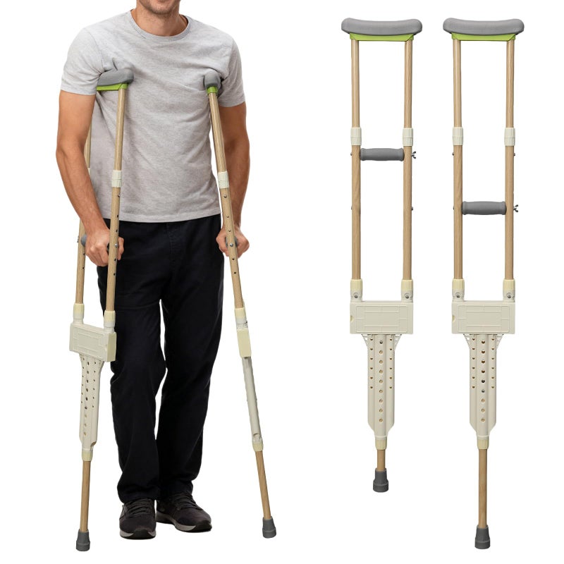 UIABOPZ Aluminum Crutches for Adults, Pair of Height Adjustable Crutch (Fits 5'0" - 5'10"), Universal & Lightweight Crutches for Kids, Women, Includes Padded Underarm Cushions, Rubber Tips, 300 lbs Capacity - Image 1