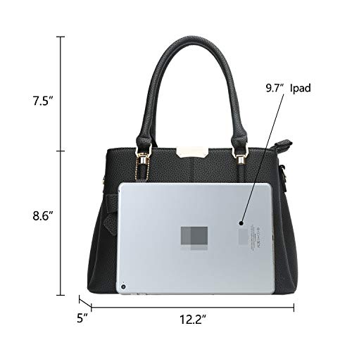 KKXIU 3 Zippered Compartments Purses and Handbags for Women Top Handle Satchel Shoulder Ladies Bags (A-Black) - Image 5