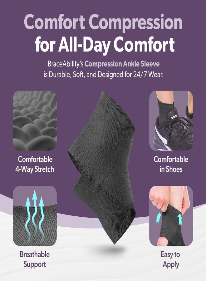 BraceAbility Elastic Ankle Support Brace - Lightweight Slip on Foot and Ankle Compression Sleeve for Gymnastics, Dance, Sports, Running, Exercise, and Sprained Ankle Swelling for Women and Men (Black - Image 3