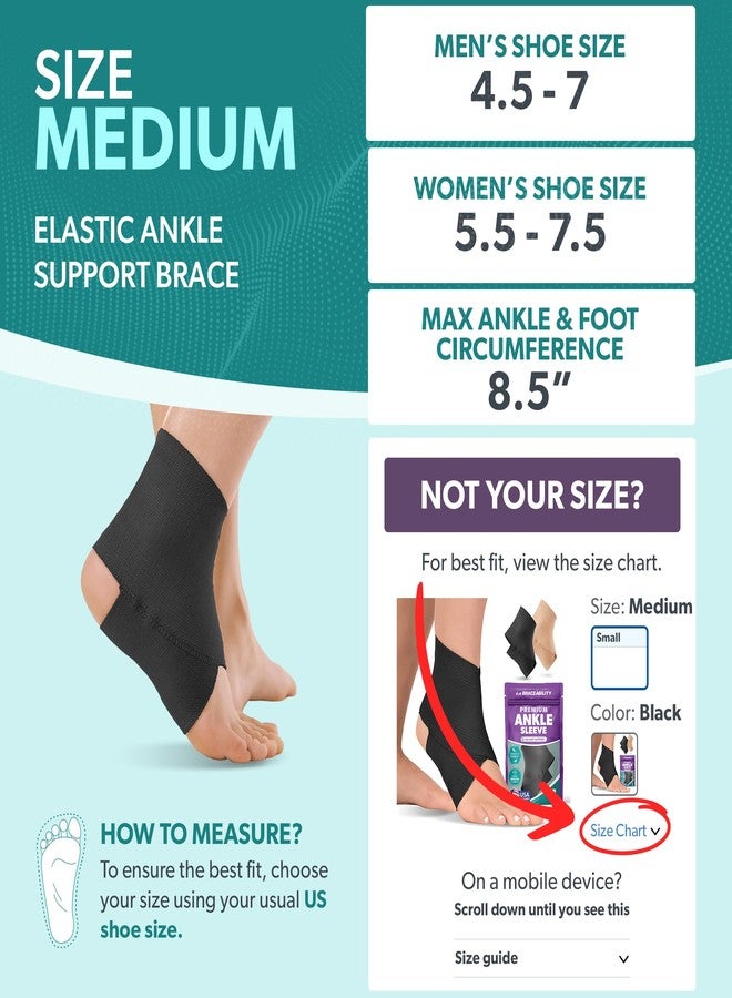 BraceAbility Elastic Ankle Support Brace - Lightweight Slip on Foot and Ankle Compression Sleeve for Gymnastics, Dance, Sports, Running, Exercise, and Sprained Ankle Swelling for Women and Men (Black - Image 2