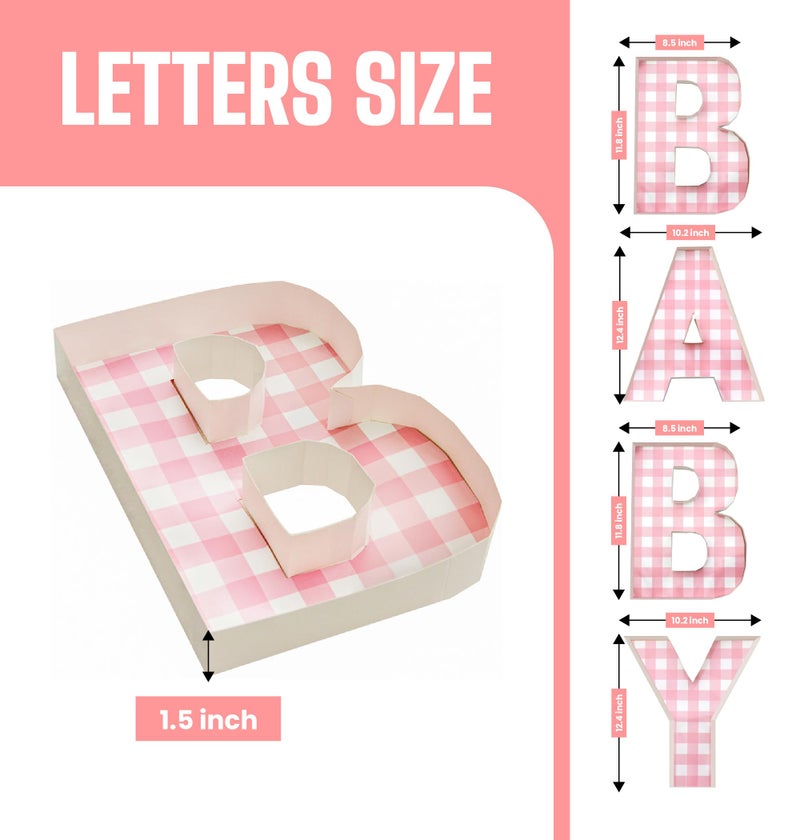 Pop Fizz Designs Charcuterie Board Letters I Baby or Bridal Shower Food Trays I Decorations Cardboard Letters for Charcuterie I Food Display Fillable Letters (Baby (Pink)) - Image 2