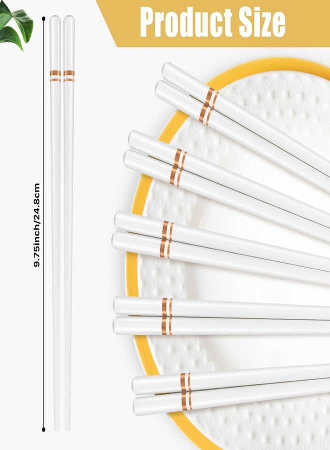 PLMMOUT Ceramic Chopsticks 5 Pairs,Reusable Chopstick Dishwasher Safe,High-grade Bone Porcelain Chopsticks,Non-Slip Chop Sticks,Chopstick Set with Delicate Box (9.75 Inch,Golden Lines) - Image 2