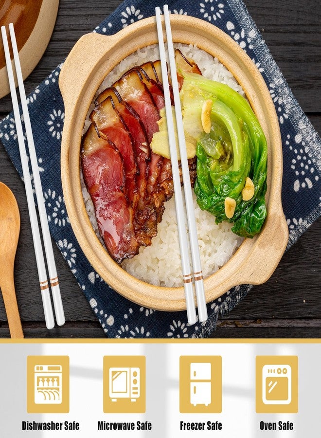 PLMMOUT Ceramic Chopsticks 5 Pairs,Reusable Chopstick Dishwasher Safe,High-grade Bone Porcelain Chopsticks,Non-Slip Chop Sticks,Chopstick Set with Delicate Box (9.75 Inch,Golden Lines) - Image 4