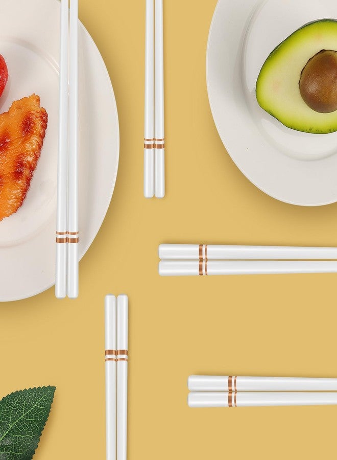 PLMMOUT Ceramic Chopsticks 5 Pairs,Reusable Chopstick Dishwasher Safe,High-grade Bone Porcelain Chopsticks,Non-Slip Chop Sticks,Chopstick Set with Delicate Box (9.75 Inch,Golden Lines) - Image 5