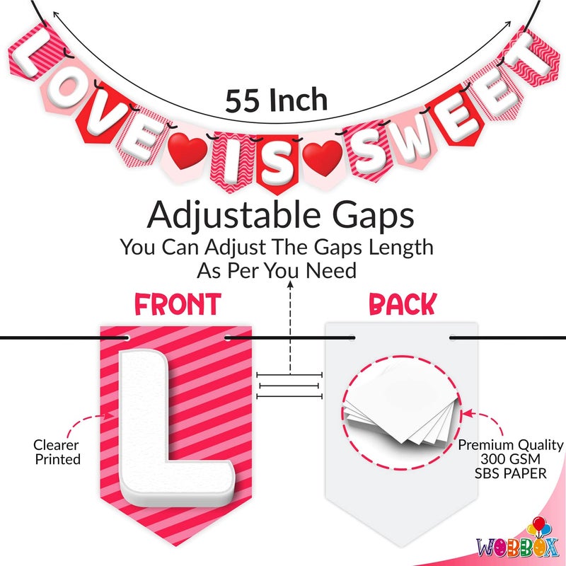 Wobbox Valentine Party Decoration Items| Happy Valentine Party Photo Booth Props for Photoshoot, Valentine Bunting Banner, Valentine Day Party Decoration Kit (FP1574) - Image 2