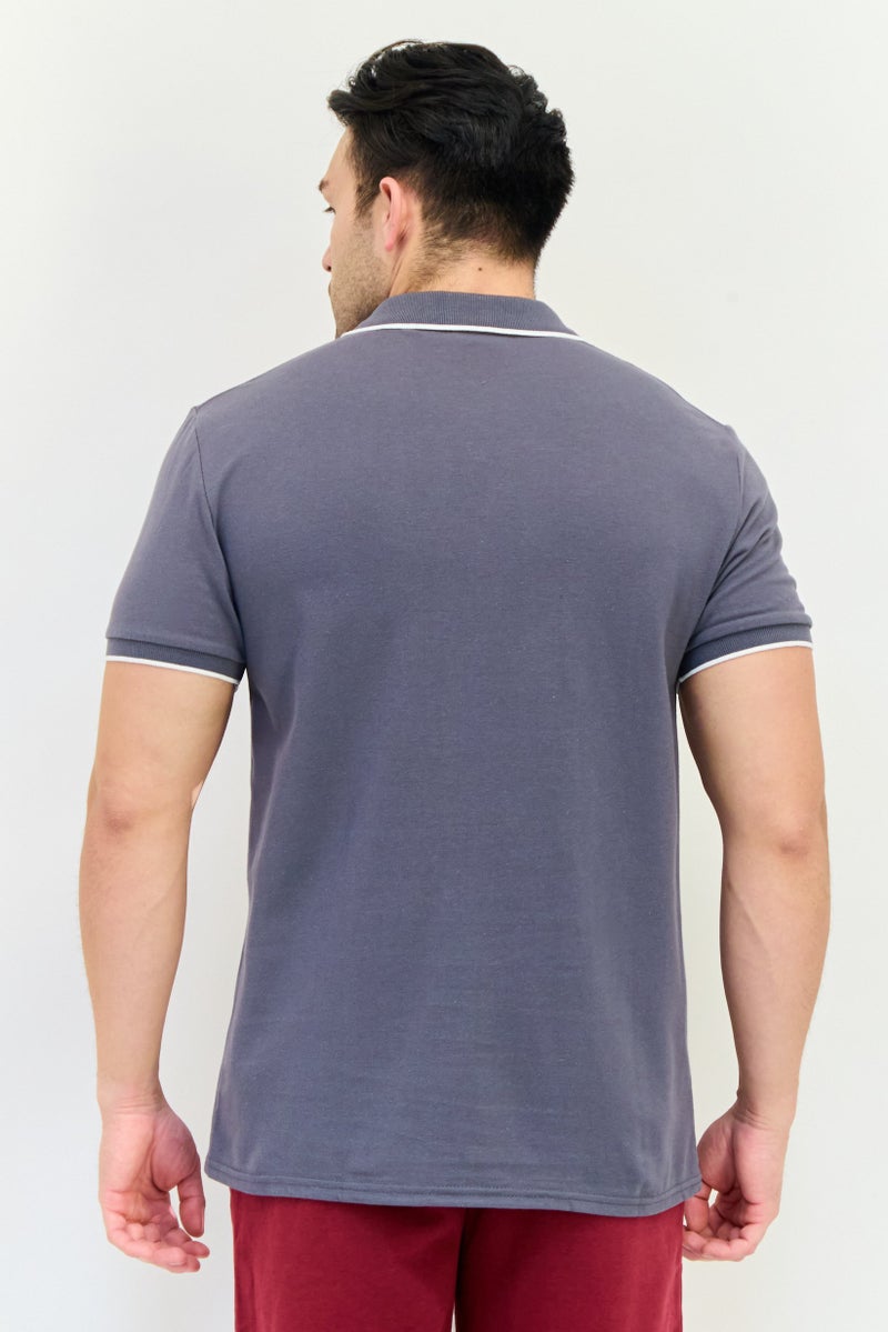 TapouT Men Sportswear Fit Short Sleeve Outdoor Polo Shirt, Steel Grey  - Image 3