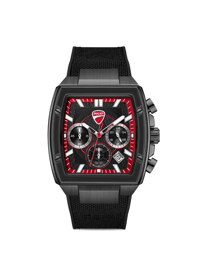 Ducati Force Black Dial, Silicone-Nylon Strap, Chronograph Watch for Men, 42mm