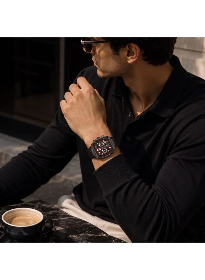 Ducati Black - Black Case Force Black Dial, Silicone-Nylon Strap, Chronograph Watch for Men, 42mm for Men | Best Price UAE