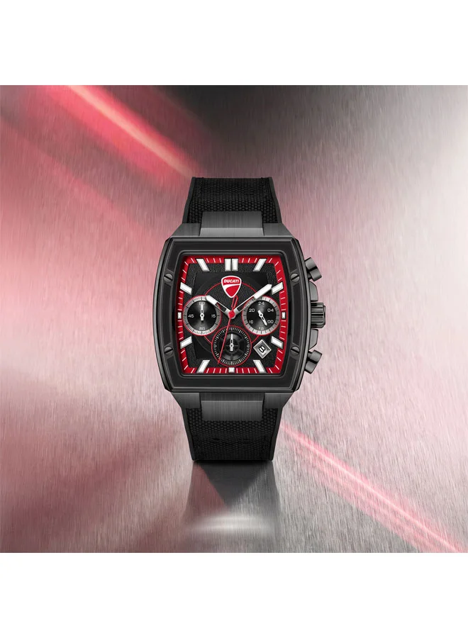 Ducati Black - Black Case Force Black Dial, Silicone-Nylon Strap, Chronograph Watch for Men, 42mm for Men | Best Price UAE