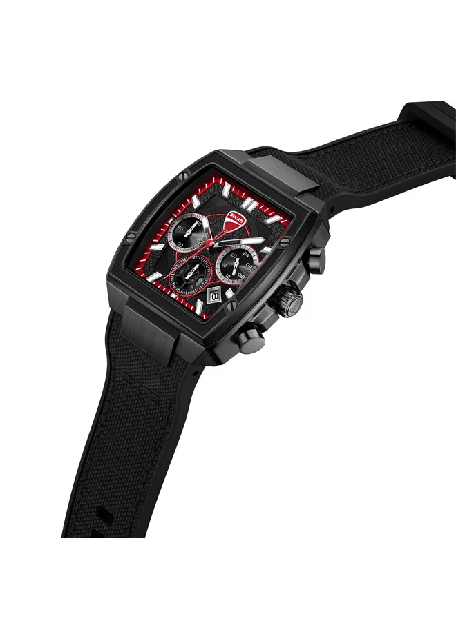 Ducati Force Black Dial, Silicone-Nylon Strap, Chronograph Watch for Men, 42mm