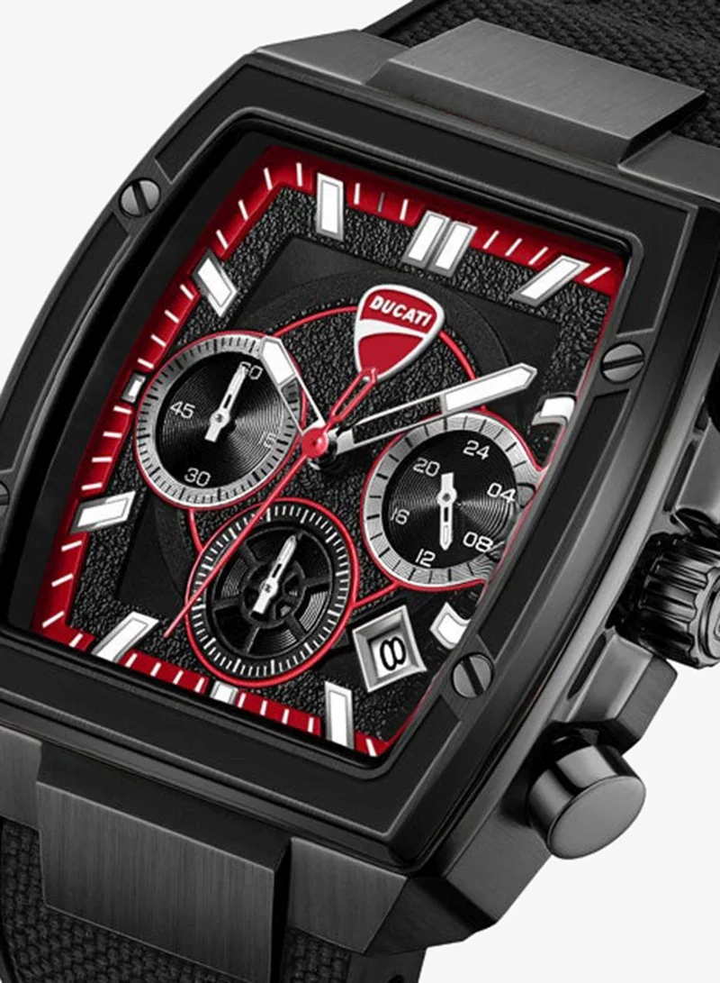 Ducati Black - Black Case Force Black Dial, Silicone-Nylon Strap, Chronograph Watch for Men, 42mm for Men | Best Price UAE