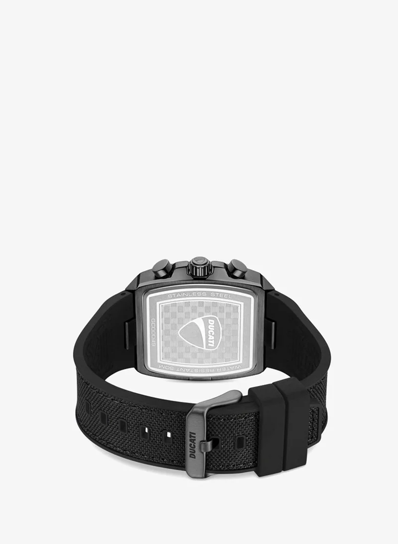 Ducati Black - Black Case Force Black Dial, Silicone-Nylon Strap, Chronograph Watch for Men, 42mm for Men | Best Price UAE