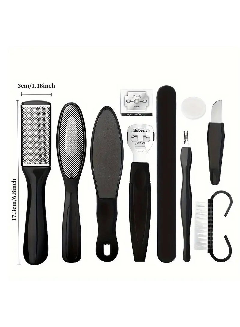 Ucanbe 10pcs Stainless Steel Foot File Set - Professional Unscented Pedicure Tools for Dead Skin Removal and Foot Care Manicure Essentials  - Image 4