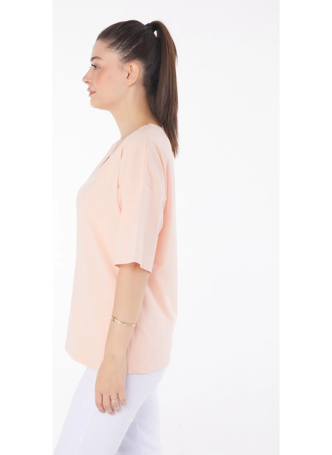 Tofisa Plain Medium Women's Beige T-Shirt - 25848