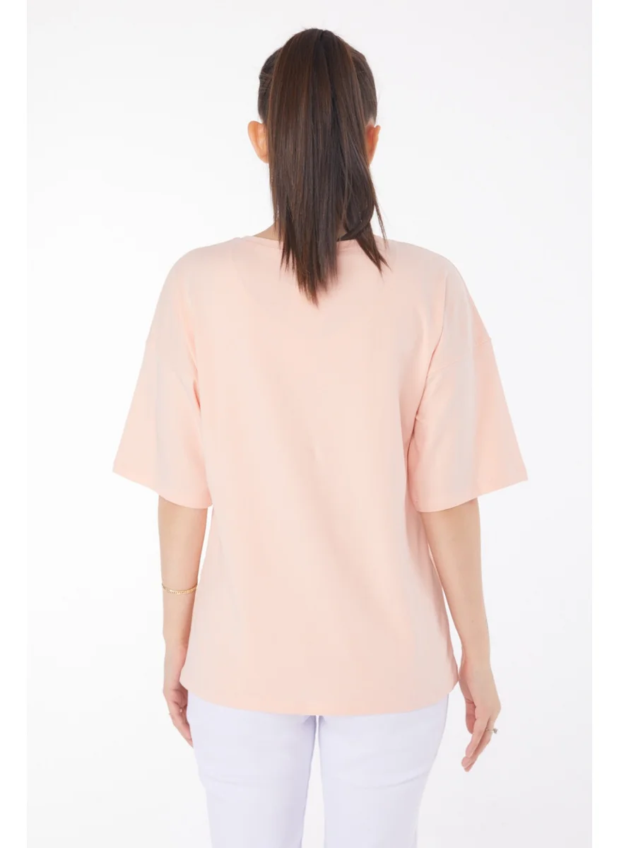 Tofisa Plain Medium Women's Beige T-Shirt - 25848