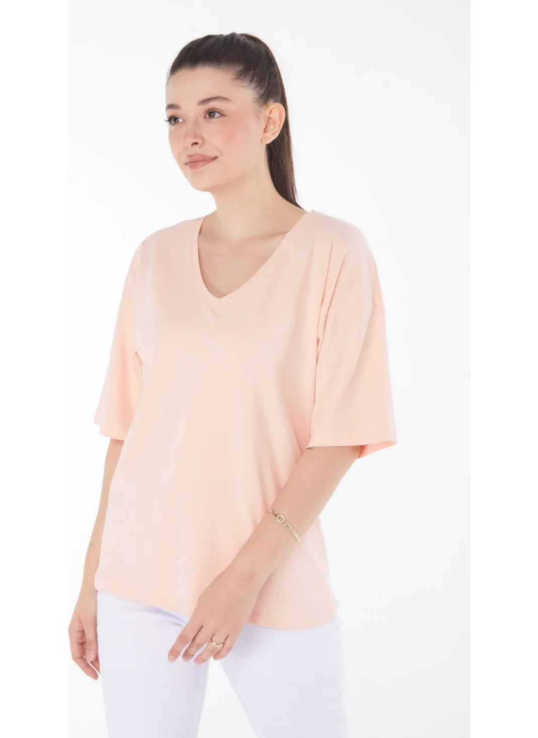 Tofisa Plain Medium Women's Beige T-Shirt - 25848
