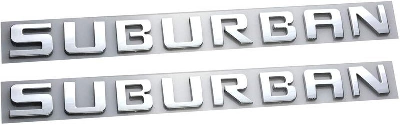 Aimoll 2X Suburban Letter Emblems ABS Badge Replacement for GM Suburban Chevrolet - Glossy Silver - Image 1