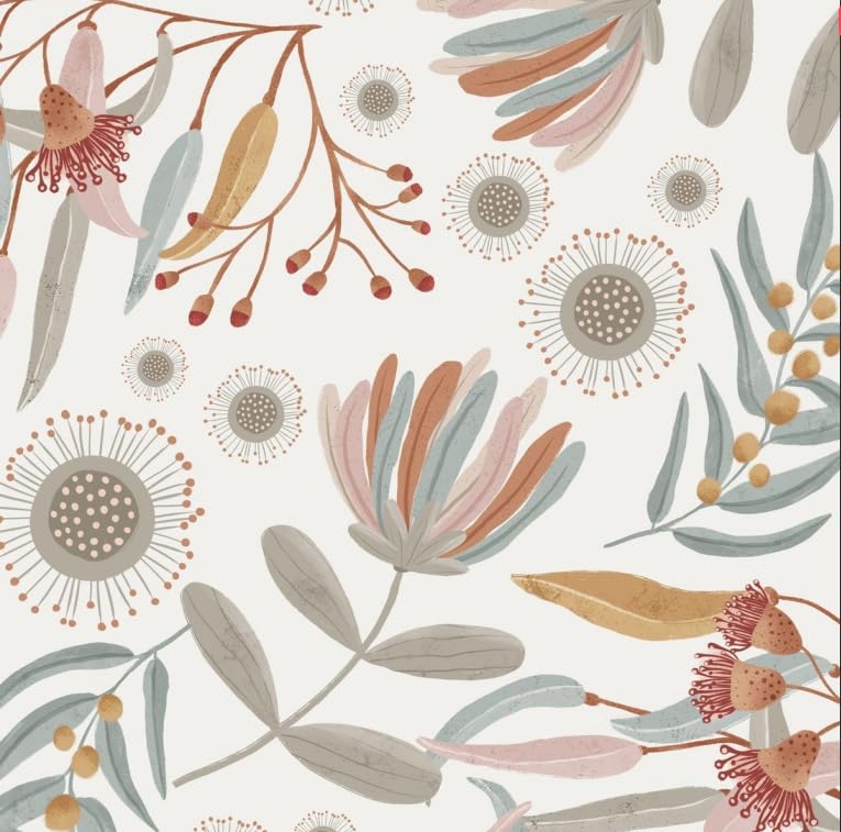 Hopepak Vintage Wallpaper Peel and Stick Floral Wallpaper Boho Floral Contact Paper Removable Self Adhesive for Living Room Bedroom Bathroom Cabinets Wall Decor Vinyl 17" x 78.7" - Image 1