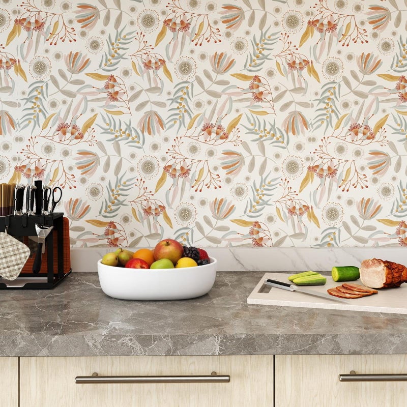 Hopepak Vintage Wallpaper Peel and Stick Floral Wallpaper Boho Floral Contact Paper Removable Self Adhesive for Living Room Bedroom Bathroom Cabinets Wall Decor Vinyl 17" x 78.7" - Image 4